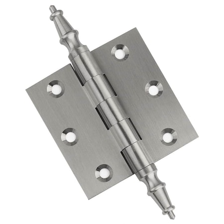 Embassy 3 x 3 Solid Brass Hinge, Satin Nickel Finish with Steeple Tips 3030US15S-1